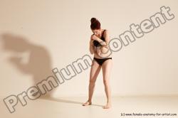 Underwear Martial art Woman White Moving poses Average long brown Dynamic poses Academic